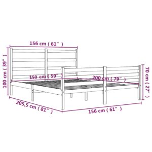 Πλαίσιο Κρεβατιού 150 x 200 εκ. από Μασίφ Ξύλο 5FT King Size