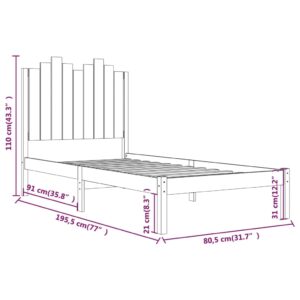 Πλαίσιο Κρεβατιού 75x190 εκ. από Μασίφ Πεύκο 2FT6 Small Single