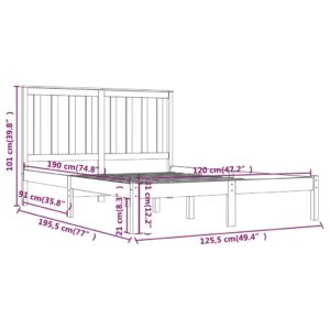 Πλαίσιο Κρεβατιού Μελί 120 x 190εκ Ξύλο Πεύκου 4FT Small Double