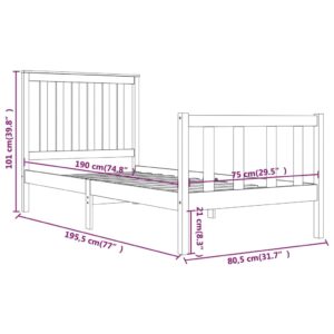 Πλαίσιο Κρεβατιού Γκρι 75x190 εκ. Μασίφ Πεύκο 2FT6 Small Single