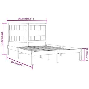 Πλαίσιο Κρεβατιού Γκρι 135x190 εκ. Μασίφ Πεύκο 4FT6 Double