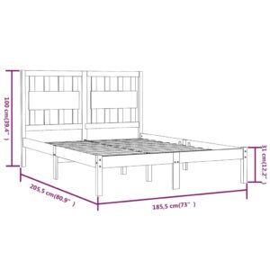 Πλαίσιο Κρεβατιού Γκρι 180 x 200 εκ. Μασίφ Πεύκο 6FT Super King