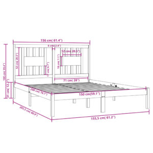 Πλαίσιο Κρεβατιού 150 x 200 εκ. από Μασίφ Ξύλο 5FT King Size