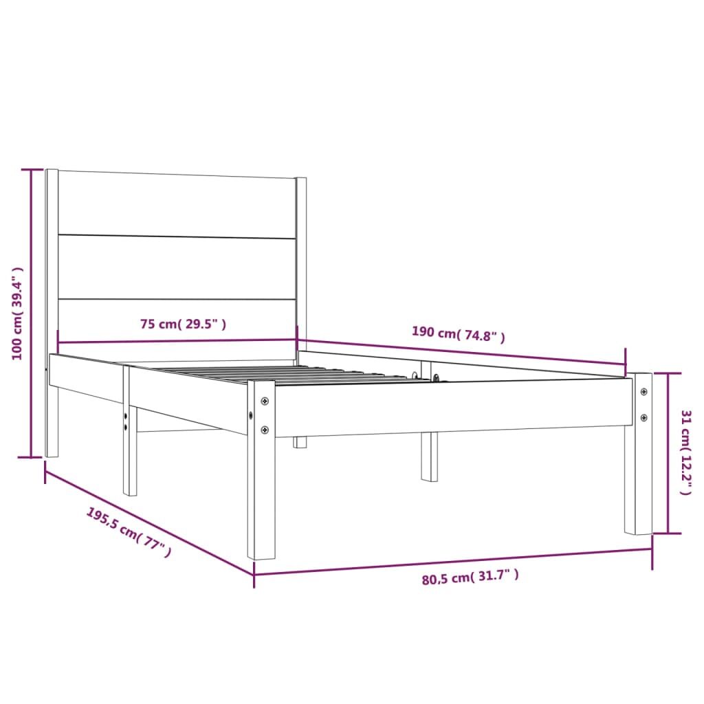 Πλαίσιο Κρεβατιού 75x190 εκ. από Μασίφ Ξύλο 2FT6 Small Single