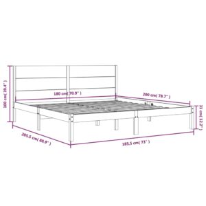 Πλαίσιο Κρεβατιού 180 x 200 εκ. από Μασίφ Ξύλο 6FT Super King