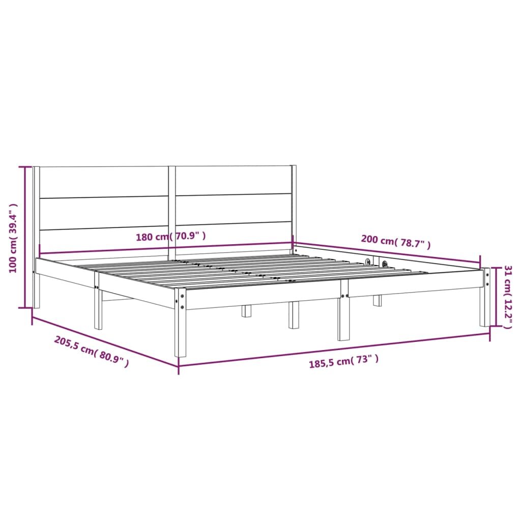 Πλαίσιο Κρεβατιού Γκρι 180 x 200 εκ Ξύλο Πεύκου 6FT Super King