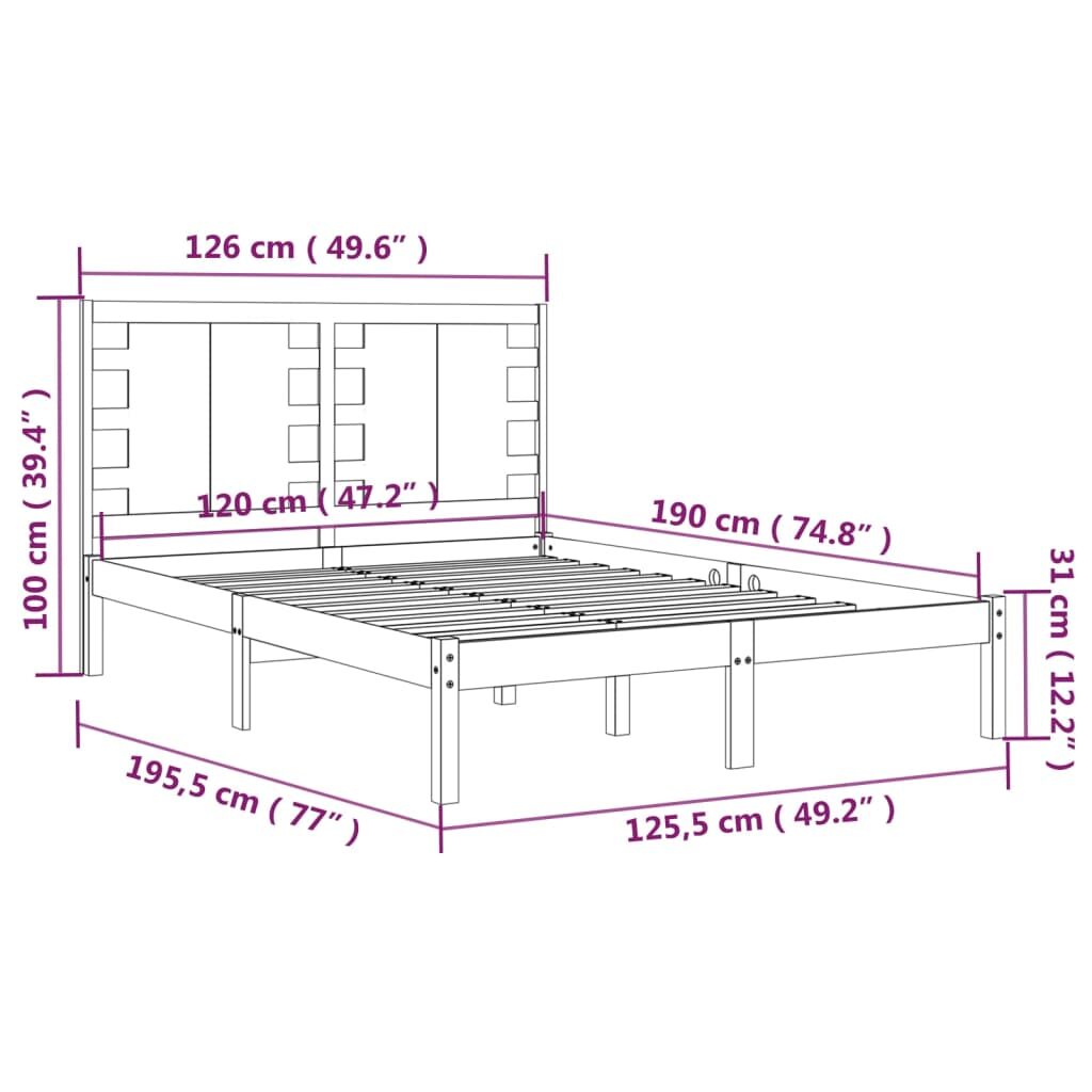 Πλαίσιο Κρεβατιού 120 x 190 εκ. από Μασίφ Ξύλο 4FT Small Double