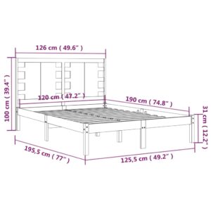 Πλαίσιο Κρεβατιού Μαύρο 120x190 εκ. Μασίφ Ξύλο 4FT Small Double