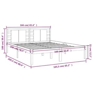 Πλαίσιο Κρεβατιού Γκρι 160 x 200 εκ. από Μασίφ Ξύλο Πεύκου