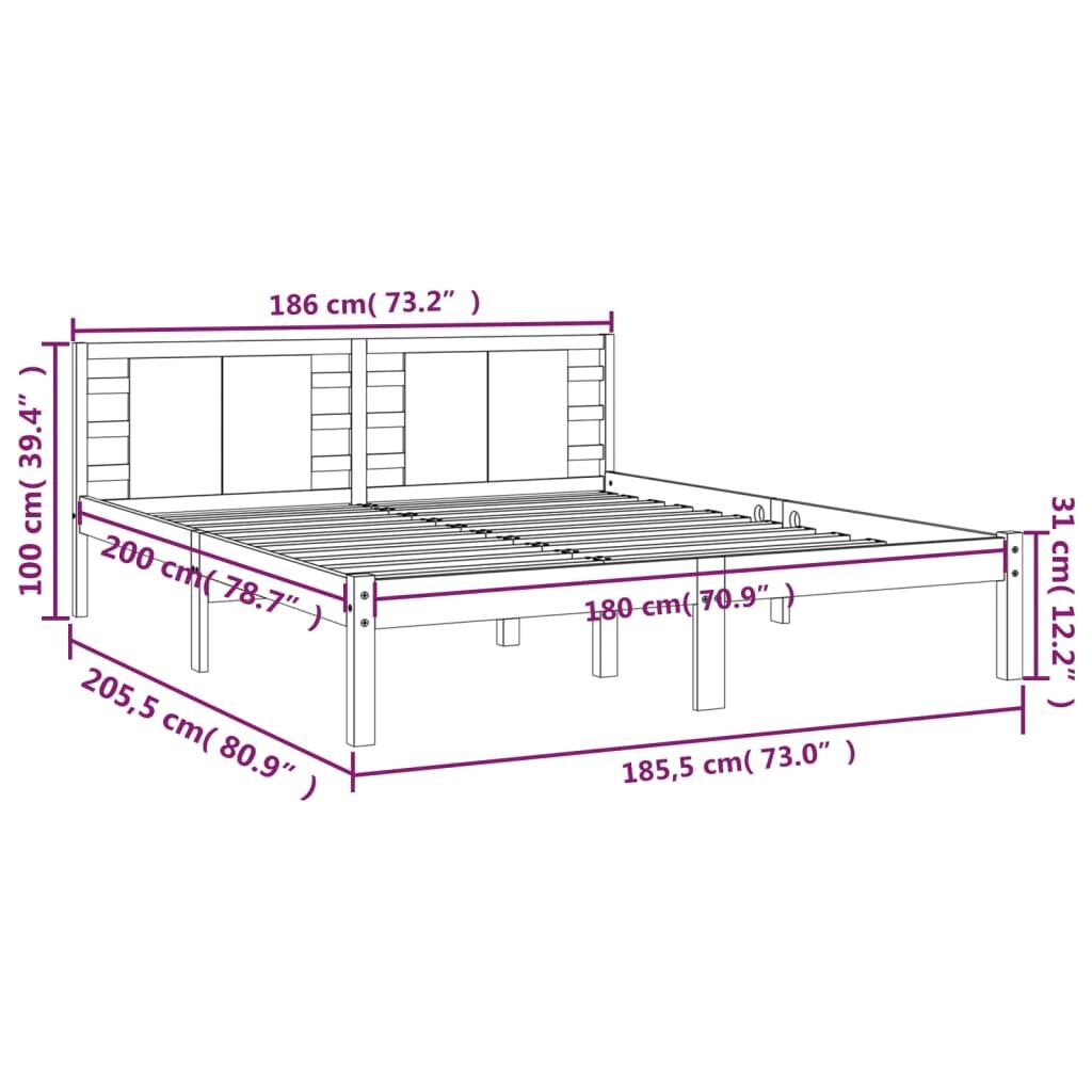 Πλαίσιο Κρεβατιού Μελί 180 x 200 εκ. Μασίφ Ξύλο 6FT Super King