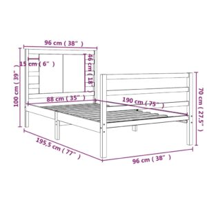 Πλαίσιο Κρεβατιού Καφέ Μελί 90 x 190 εκ. Μασίφ Ξύλο 3FT Single