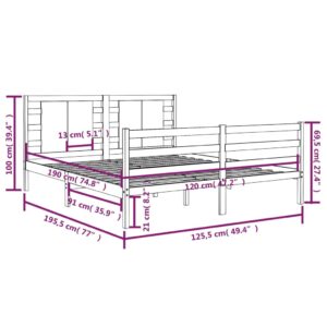 Πλαίσιο Κρεβατιού 120x190 εκ Μασίφ Ξύλο Πεύκου 4FT Small Double