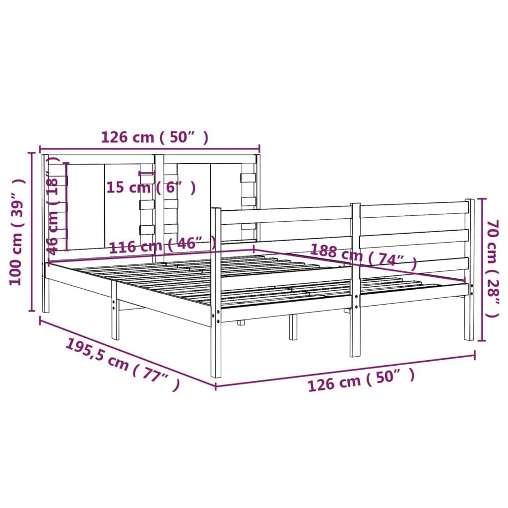 Πλαίσιο Κρεβατιού Μελί 120 x 190εκ Ξύλο Πεύκου 4FT Small Double