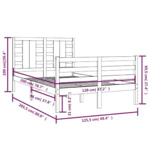 Πλαίσιο Κρεβατιού Καφέ Μελί 120 x 200 εκ. Μασίφ Ξύλο Πεύκου