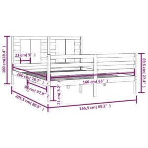 Πλαίσιο Κρεβατιού 160 x 200 εκ. από Μασίφ Ξύλο Πεύκου