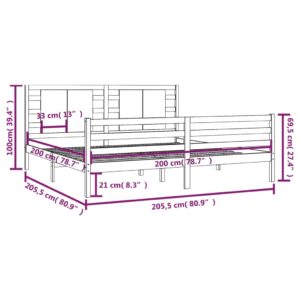 Πλαίσιο Κρεβατιού Καφέ Μελί 200 x 200 εκ. από Μασίφ Ξύλο Πεύκου