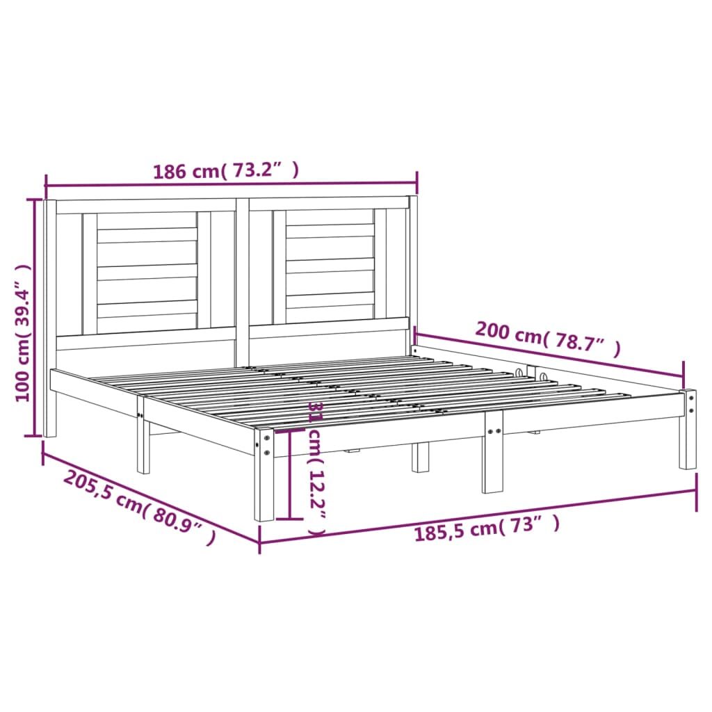 Πλαίσιο Κρεβατιού 180 x 200 εκ. Μασίφ Ξύλο 6FT Super King Size