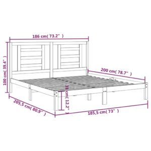 Πλαίσιο Κρεβατιού Μελί 180 x 200 εκ. Μασίφ Ξύλο 6FT Super King