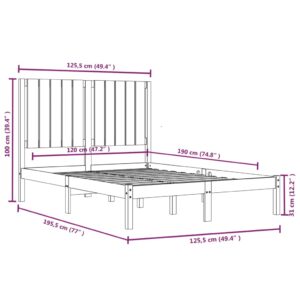 Πλαίσιο Κρεβατιού Γκρι 120x190 εκ. Μασίφ Ξύλο 4FT Small Double