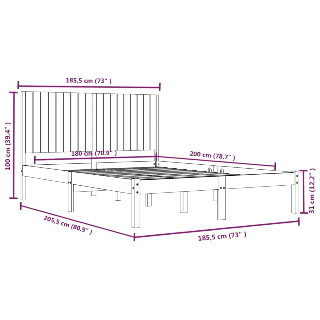 Πλαίσιο Κρεβατιού Μελί 180 x 200 εκ. Μασίφ Ξύλο 6FT Super King