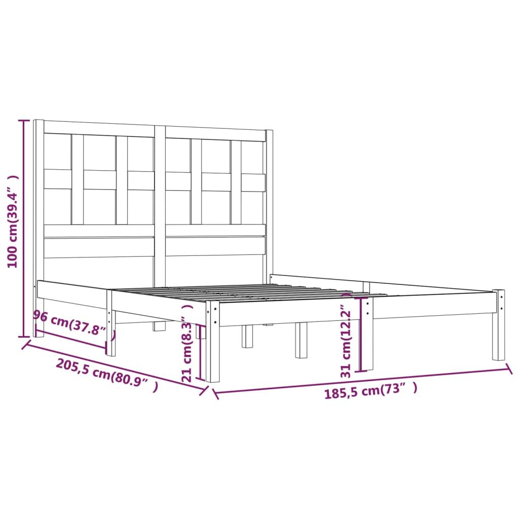 Πλαίσιο Κρεβατιού Γκρι 180x200 εκ. Μασίφ Πεύκο 6FT Super King