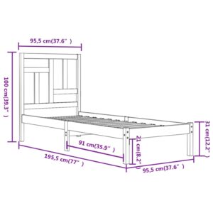 Πλαίσιο Κρεβατιού 90 x 190 εκ. από Ξύλο Πεύκου 3FT Single