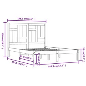 Πλαίσιο Κρεβατιού Καφέ Μελί 140 x 190 εκ. από Μασίφ Ξύλο Πεύκου