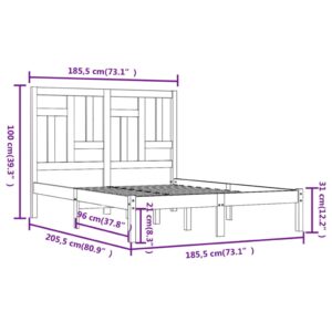 Πλαίσιο Κρεβατιού Γκρι 180x200 εκ. Μασίφ Πεύκο 6FT Super King