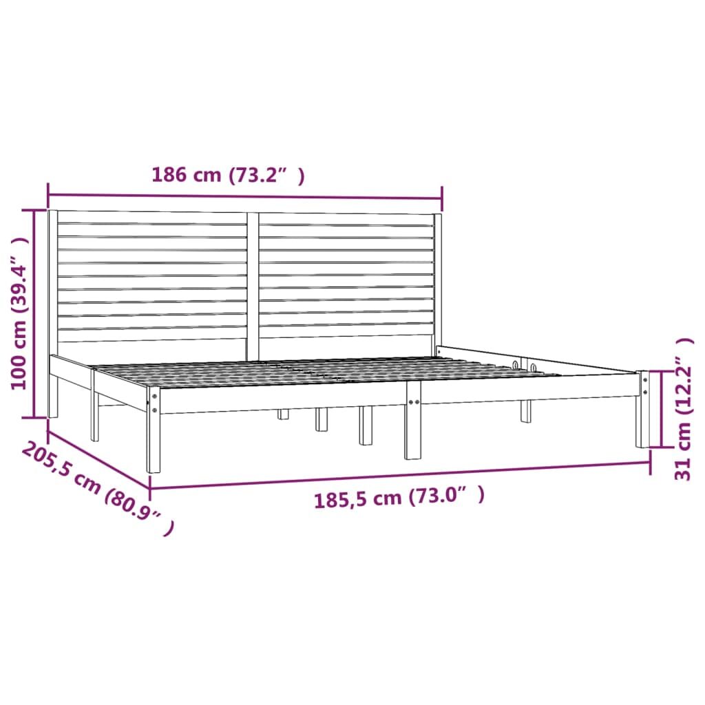 Πλαίσιο Κρεβατιού 180 x 200 εκ. από Μασίφ Ξύλο 6FT Super King