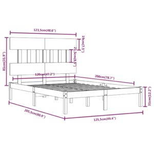 Πλαίσιο Κρεβατιού Γκρι 120 x 200 εκ. από Μασίφ Ξύλο