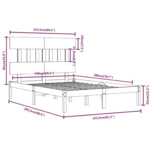 Πλαίσιο Κρεβατιού 150 x 200 εκ. από Μασίφ Ξύλο 5FT King Size