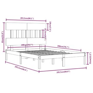 Πλαίσιο Κρεβατιού Λευκό 200 x 200 εκ. από Μασίφ Ξύλο