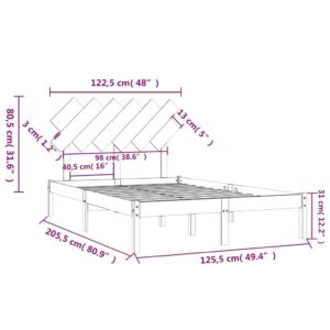 Πλαίσιο Κρεβατιού Γκρι 120 x 200 εκ. από Μασίφ Ξύλο