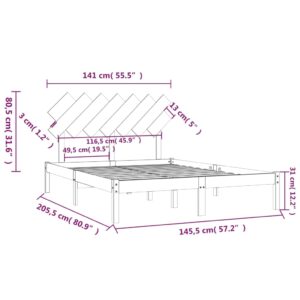 Πλαίσιο Κρεβατιού Γκρι 140x200 εκ. από Μασίφ Ξύλο