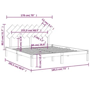 Πλαίσιο Κρεβατιού Λευκό 180 x 200 εκ. Μασίφ Ξύλο 6FT Super King