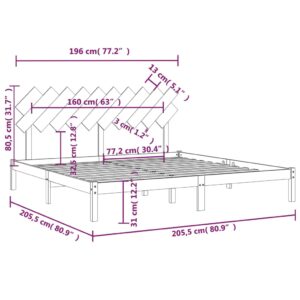 Πλαίσιο Κρεβατιού 200 x 200 εκ. από Μασίφ Ξύλο