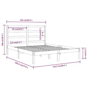 Πλαίσιο Κρεβατιού Γκρι 120x190 εκ. Μασίφ Ξύλο 4FT Small Double