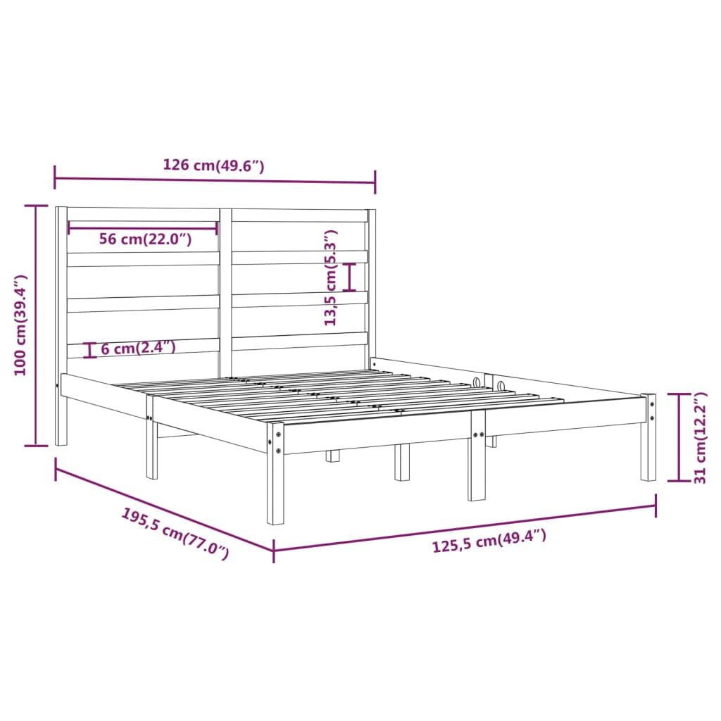 Πλαίσιο Κρεβατιού Μαύρο 120x190 εκ. Μασίφ Ξύλο 4FT Small Double