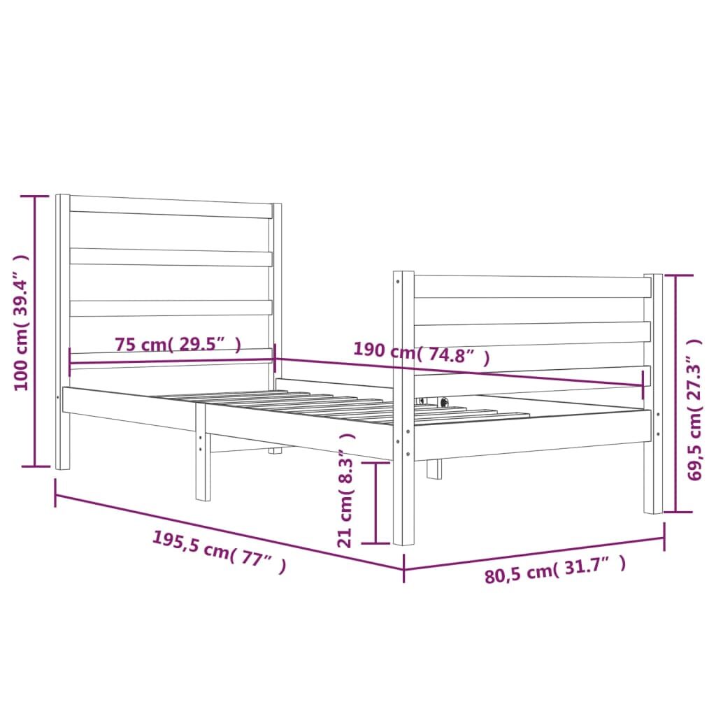 Πλαίσιο Κρεβατιού 75x190 εκ. από Μασίφ Πεύκο 2FT6 Small Single