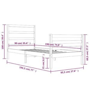 Πλαίσιο Κρεβατιού 90 x 190 εκ. από Ξύλο Πεύκου 3FT Single