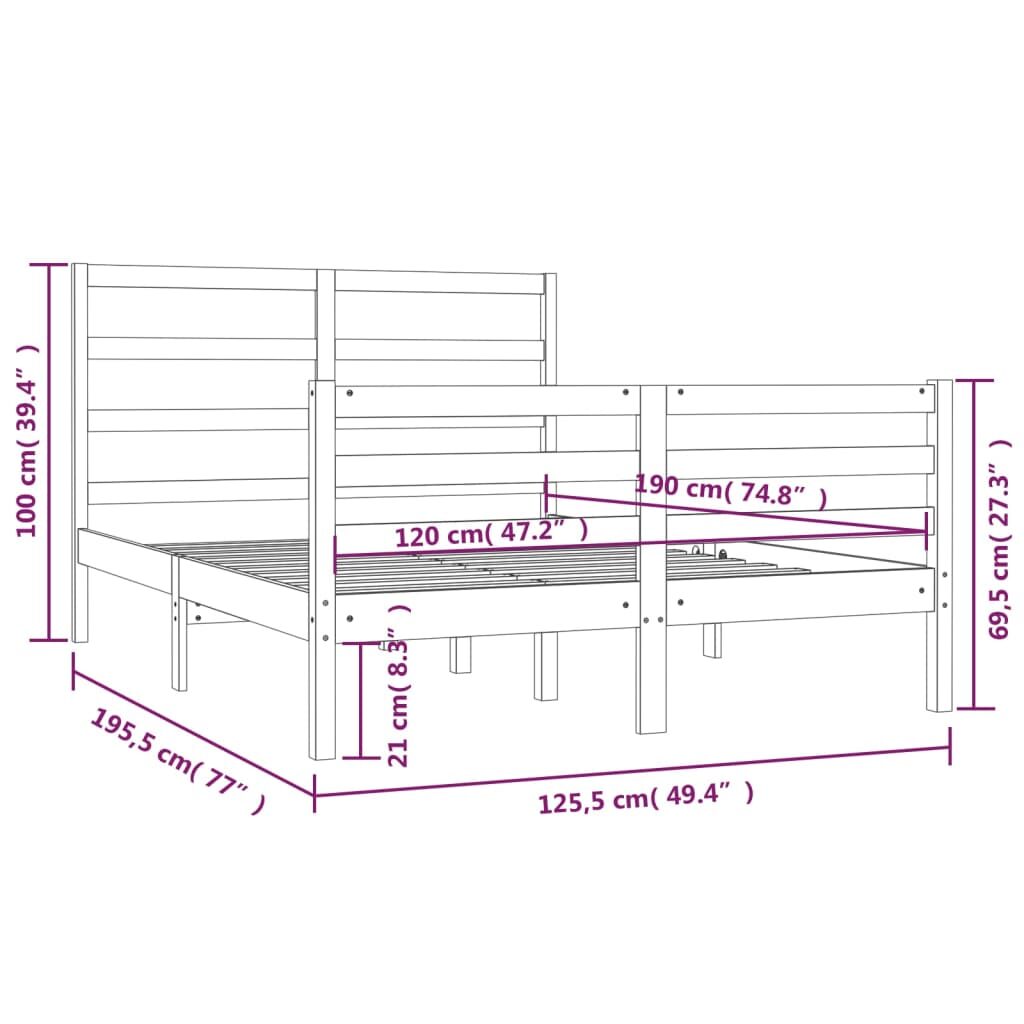 Πλαίσιο Κρεβατιού Γκρι 120x190 εκ. Μασίφ Πεύκο 4FT Small Double