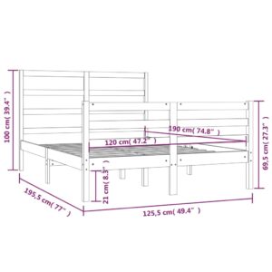 Πλαίσιο Κρεβατιού Γκρι 120x190 εκ. Μασίφ Πεύκο 4FT Small Double