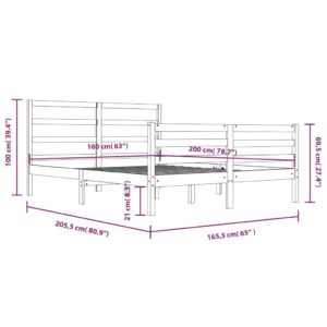 Πλαίσιο Κρεβατιού Λευκό 160 x 200 εκ. από Μασίφ Ξύλο Πεύκου