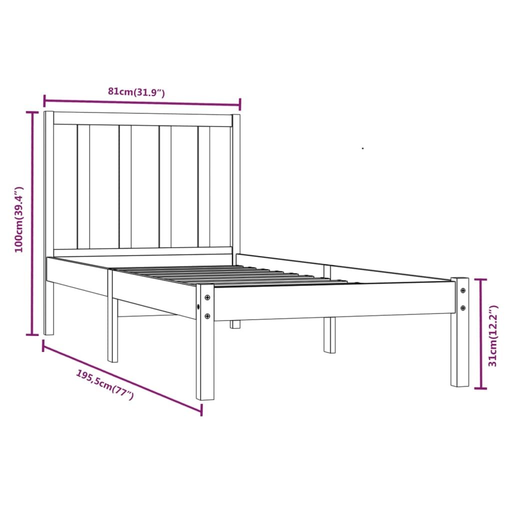 Πλαίσιο Κρεβατιού Μελί 75x190 εκ. Μασίφ Πεύκο 2FT6 Small Single