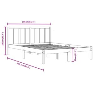 Πλαίσιο Κρεβατιού Καφέ Μελί 160 x 200 εκ. από Μασίφ Ξύλο Πεύκου