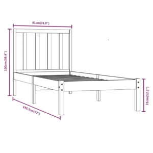 Πλαίσιο Κρεβατιού 75x190 εκ. από Μασίφ Πεύκο 2FT6 Small Single