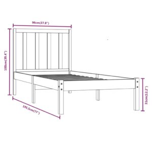 Πλαίσιο Κρεβατιού 90 x 190 εκ. από Ξύλο Πεύκου 3FT Single