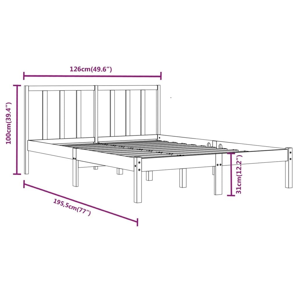 Πλαίσιο Κρεβατιού Γκρι 120x190 εκ. Μασίφ Πεύκο 4FT Small Double