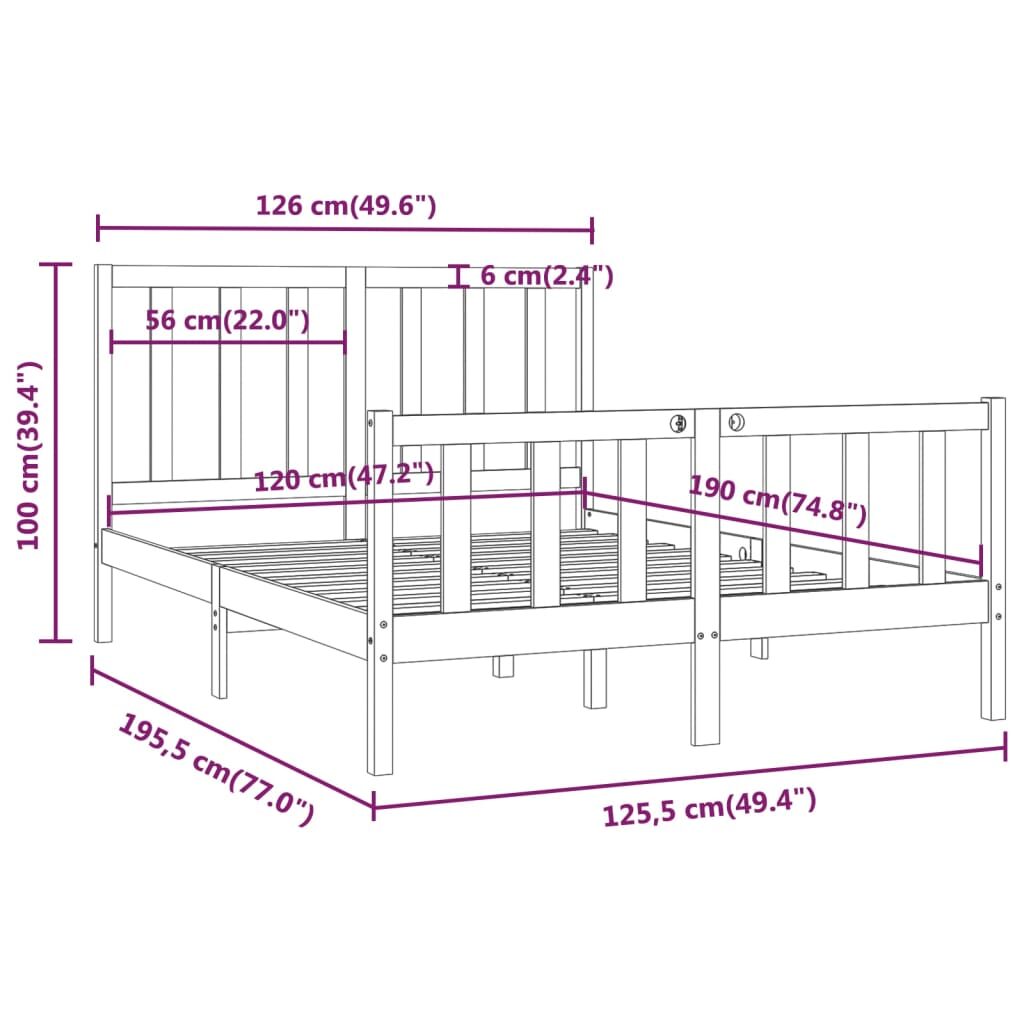 Πλαίσιο Κρεβατιού 120 x 190 εκ. από Μασίφ Ξύλο 4FT Small Double