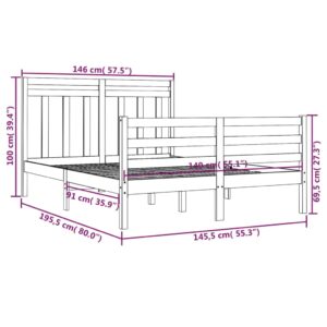 Πλαίσιο Κρεβατιού Καφέ Μελί 140 x 190 εκ. από Μασίφ Ξύλο